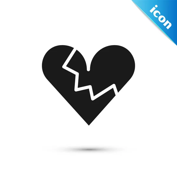 Grey Broken Heart Divorce Icon Isolated White Background Love Symbol — Stock Vector