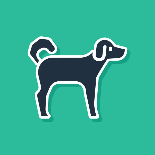 Ícone Blue Dog Isolado Fundo Verde Vetor —  Vetores de Stock