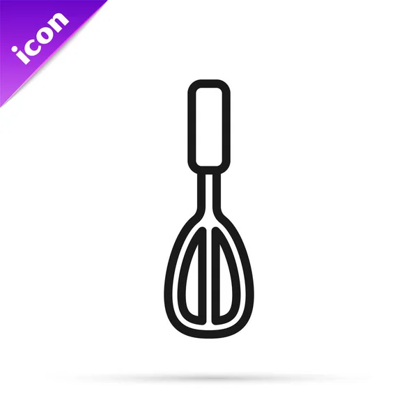 Black Line Kitchen Whisk Icon Isolated White Background Cooking Utensil — Stock Vector