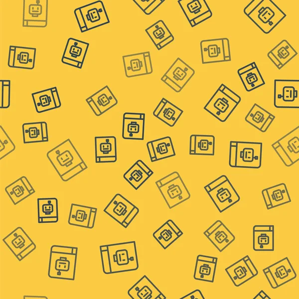 Blue Line User Manual Icon Isolated Seamless Pattern Yellow Background — 图库矢量图片