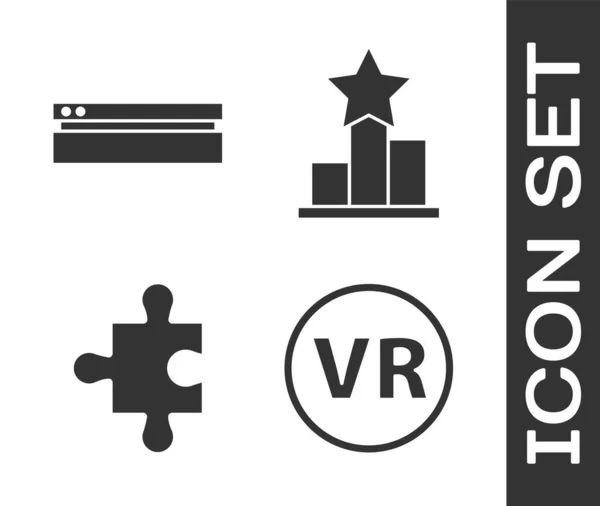 Set Gafas Realidad Virtual Videoconsola Pieza Rompecabezas Icono Estrella Vector — Vector de stock