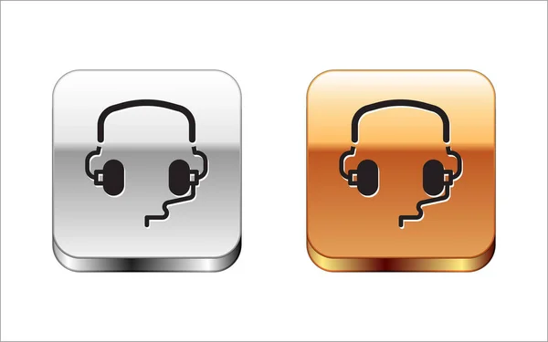 Black Headphones Icon Isolated White Background Earphones Concept Listening Music — Stock Vector