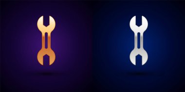 Siyah arkaplanda altın ve gümüş anahtarlı simge izole edildi. Vektör.