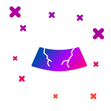 Kırık renkli cam kırıkları beyaz arka planda izole edilmiş. Kademeli rastgele dinamik şekiller. Vektör.