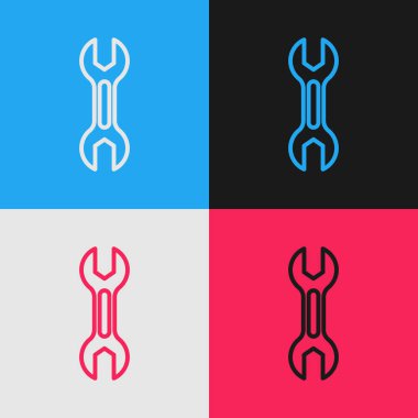Pop Art Line İngiliz anahtarı simgesi renk arkaplanında izole edildi. Vektör.