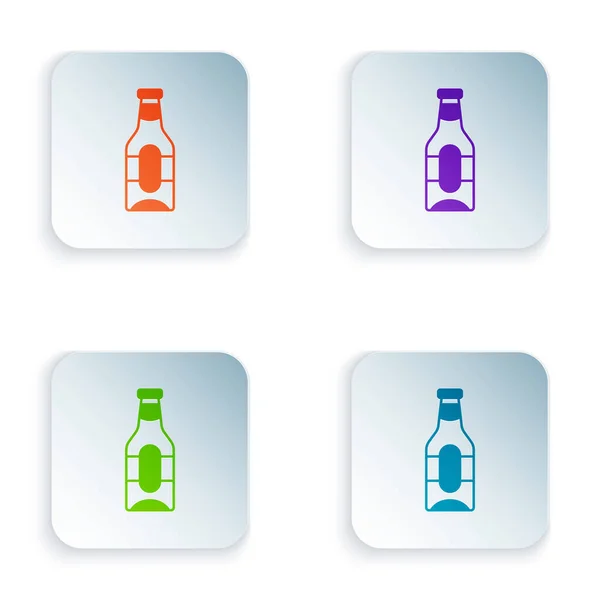 Color Beer Bottle Icon Isolated White Background Set Colorful Icons — Stock Vector