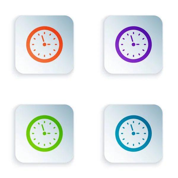 Color Clock Icon Isolated White Background Time Symbol Set Colorful — Stock Vector