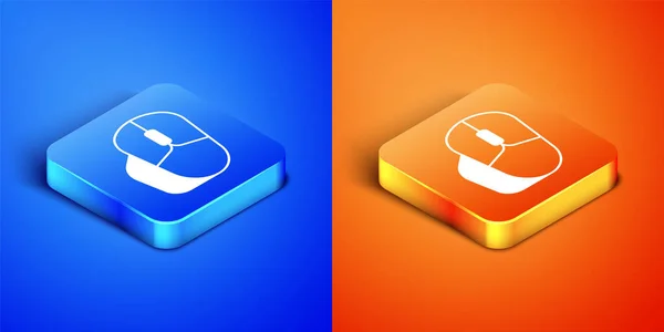 Isometrisk Dator Musen Ikon Isolerad Blå Och Orange Bakgrund Optisk — Stock vektor