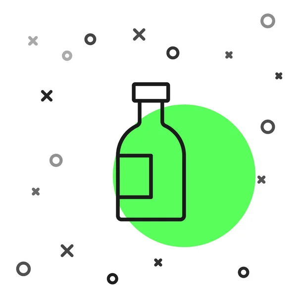 黑线玻璃瓶伏特加图标隔离在白色背景 — 图库矢量图片