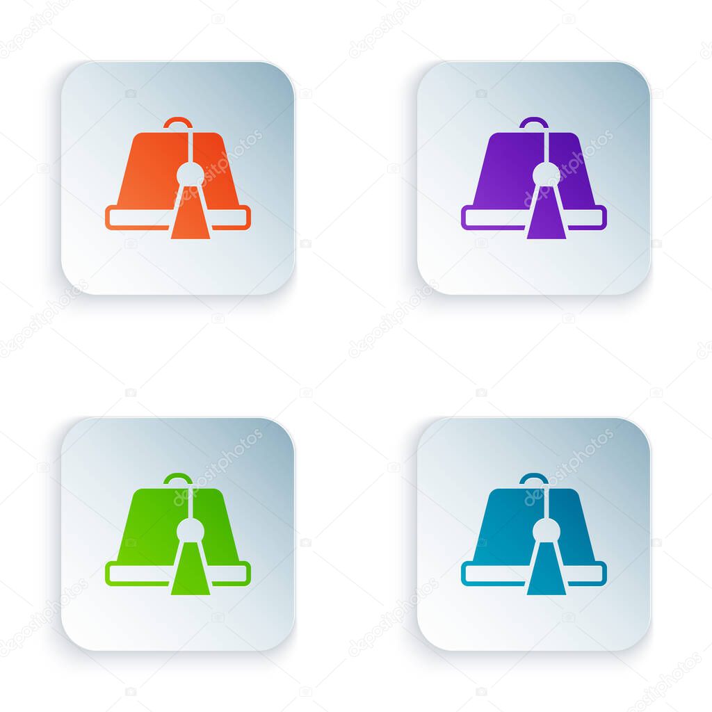 Color Turkish hat icon isolated on white background. Set colorful icons in square buttons. Vector