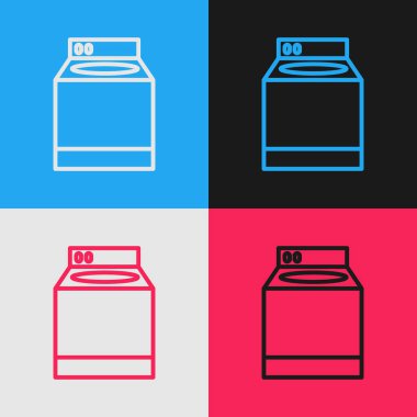 Pop sanat çizgisi yıkama simgesi renk arkaplanında izole edildi. Çamaşır makinesi simgesi. Çamaşır makinesi, çamaşır makinesi. Ev aletleri sembolü. Vektör