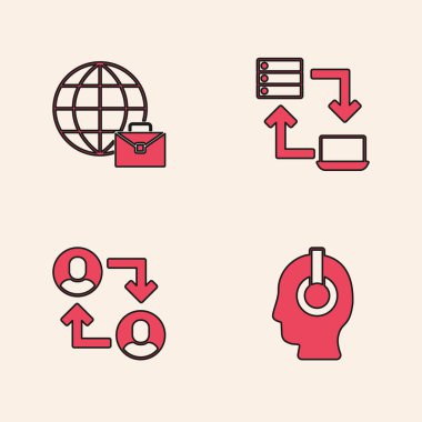 Set Freelancer, Online working,  and Project team base icon. Vector