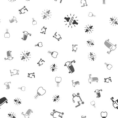 Set Joint pain, knee pain, Electric wheelchair, Hospital bed and Dental implant on seamless pattern. Vector