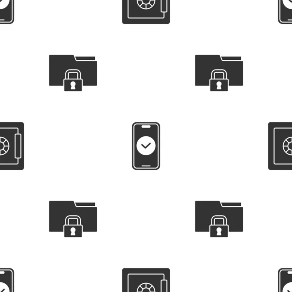 Set Safe Smartphone Folder Lock Seamless Pattern Vector —  Vetores de Stock