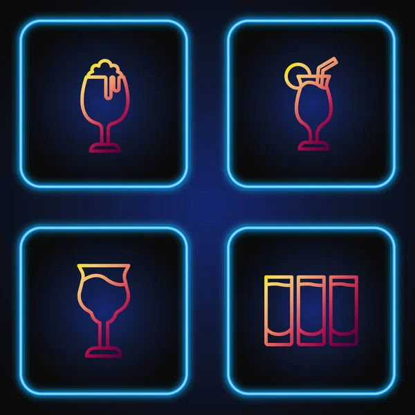Set Line Shot Glass Wine Glass Beer Cocktail Gradient Color — Vetor de Stock