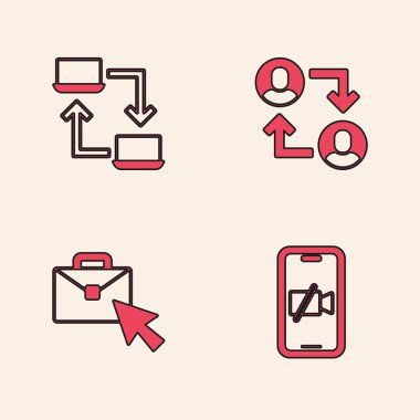 Video kamerayı çevrimiçi çalışmaya, Proje ekibi üssüne ve simgeye ayarlayın. Vektör