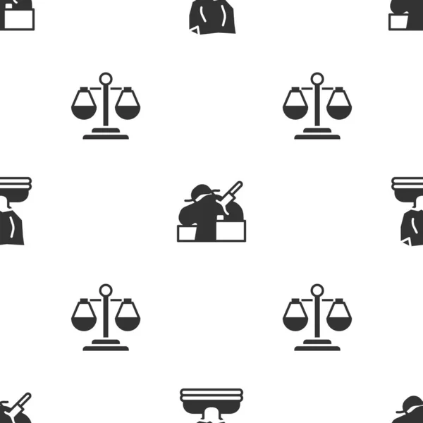 Set Kidnaping Murder Scales Justice Seamless Pattern Vector — Stock Vector