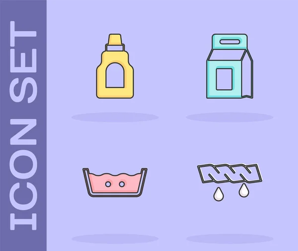 Set Squeeze Kleidung Flasche Für Reinigungsmittel Temperatur Waschen Und Waschmittel — Stockvektor
