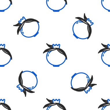 Çizgi Nar simgesi beyaz arkaplanda izole edilmiş kusursuz desen. Garnet meyvesi. Renkli taslak konsepti. Vektör.