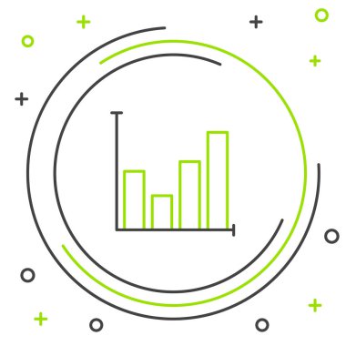 Çizgi pasta grafiği bilgi simgesi beyaz arkaplanda izole edildi. Diyagram çizelgesi. Renkli taslak konsepti. Vektör.