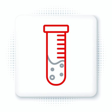 Çizgi Test tüpü ve kimyasal test ikonu beyaz arka planda izole edildi. Laboratuvar cam levhası. Renkli taslak konsepti. Vektör.