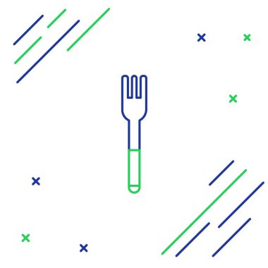 Çizgi Çatalı simgesi beyaz arkaplanda izole edildi. Çatal bıçak sembolü. Renkli taslak konsepti. Vektör.