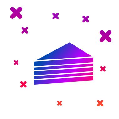 Renkli Kek simgesi beyaz arkaplanda izole edildi. Doğum günün kutlu olsun. Kademeli rastgele dinamik şekiller. Vektör.