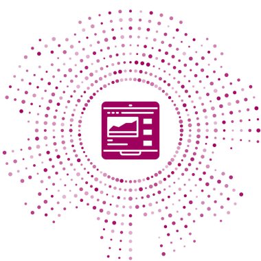 Mor Ticaret kursları simgesi beyaz arkaplanda izole edildi. Uzaktan öğrenme finans yönetimi, hisse senedi piyasalarında mal alıp satma. Soyut çember rastgele noktalar. Vektör.