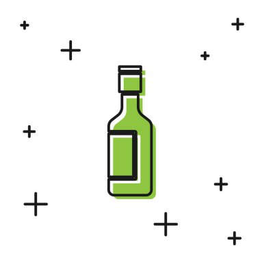 Beyaz arka planda izole edilmiş siyah Yahudi şarap şişesi ikonu. Vektör.