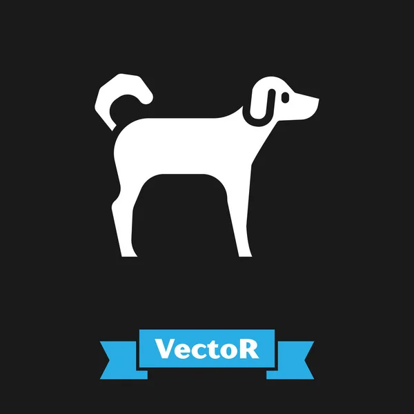 Icono Perro Blanco Aislado Sobre Fondo Negro Vector — Vector de stock