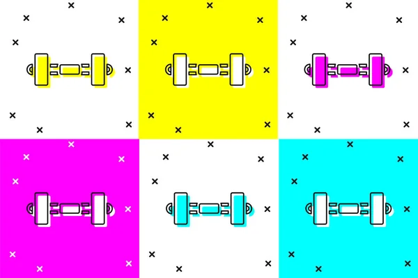 Установите Значок Dumbbell Изолированным Цветном Фоне Икона Поднятия Мышц Фитнес — стоковый вектор