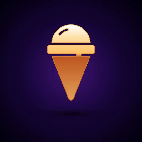 Crème Glacée Dans Une Icône Cône Gaufre Isolée Sur Fond — Image vectorielle