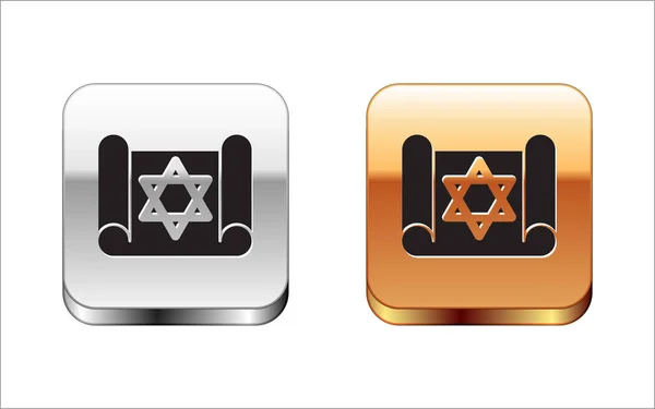 Icône Défilement Torah Noir Isolé Sur Fond Blanc Torah Juive — Image vectorielle