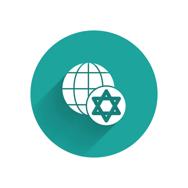 White World Globe Και Ισραήλ Εικονίδιο Απομονώνονται Μεγάλη Σκιά Πράσινο — Διανυσματικό Αρχείο