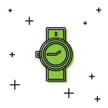 Siyah bilek saat simgesi beyaz arkaplanda izole edildi. Kol saati simgesi. Vektör.