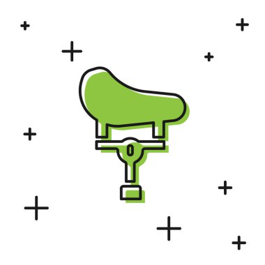 Beyaz arka planda siyah bisiklet koltuğu simgesi izole edildi. Bisiklet eyeri. Vektör.