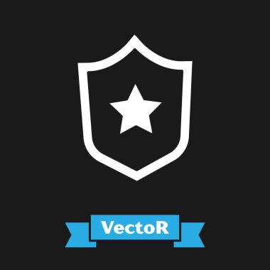 Beyaz Askeri Ödül ikonu siyah arka planda izole edildi. Ordu işareti. Vektör.