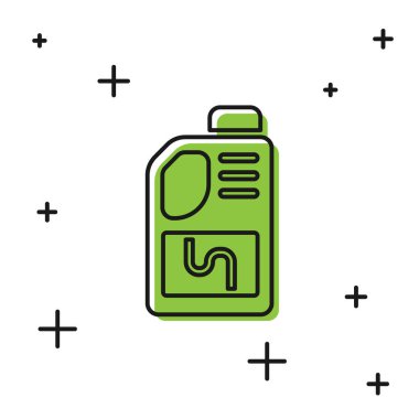 Siyah drenaj temizleyici ikonu beyaz arka planda izole edilmiş. Su boruları temizleniyor. Tesisat onarım sembolü. Vektör.