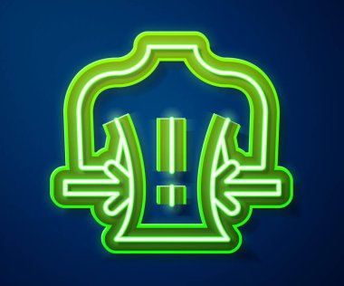 Parlayan neon çizgisi masajı simgesi mavi arkaplanda izole edildi. Rahatlatıcı, boş zaman. Vektör.