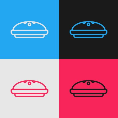 Pop sanat eseri ev yapımı turta ikonu renk arkaplanında izole edilmiş. Vektör.