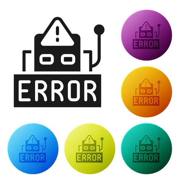 Black Error Operation Program Robot Icon Isolated White Background Broken — Stock Vector