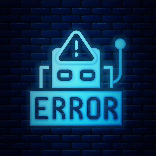 Brillante Error Neón Programa Operación Del Icono Del Robot Aislado — Vector de stock