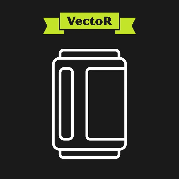 Línea Blanca Cerveza Puede Icono Aislado Sobre Fondo Negro Vector — Vector de stock