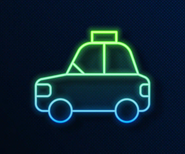 Ragyogó Neon Vonal Kisállat Autó Taxi Ikon Elszigetelt Kék Háttér — Stock Vector