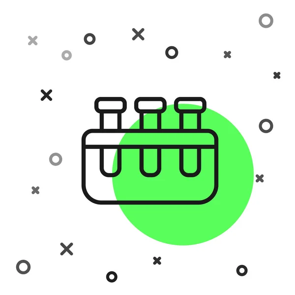 Zwarte Lijn Testbuis Kolf Chemisch Laboratorium Testpictogram Geïsoleerd Witte Achtergrond — Stockvector