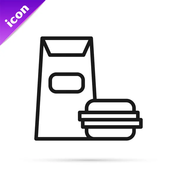 Línea Negra Icono Hamburguesa Aislado Sobre Fondo Blanco Icono Hamburguesa — Vector de stock