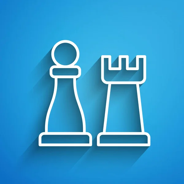 Bílá Čára Šachy Ikona Izolované Modrém Pozadí Obchodní Strategie Hra — Stockový vektor