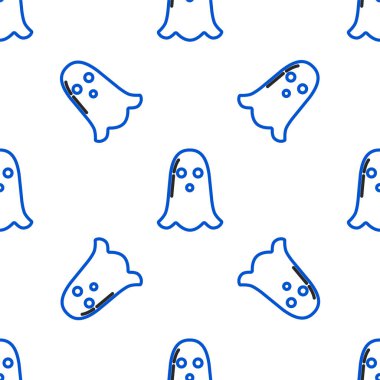 Hat Hayaleti simgesi beyaz arkaplanda kusursuz desen izole etti. Mutlu Cadılar Bayramı Partisi. Renkli taslak konsepti. Vektör.