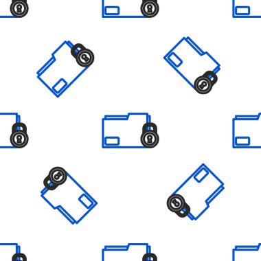 Satır Dizini ve kilit simgesi beyaz arkaplanda izole edilmiş kusursuz desen. Kapalı dosya ve asma kilit. Güvenlik, güvenlik, koruma kavramı. Renkli taslak konsepti. Vektör.