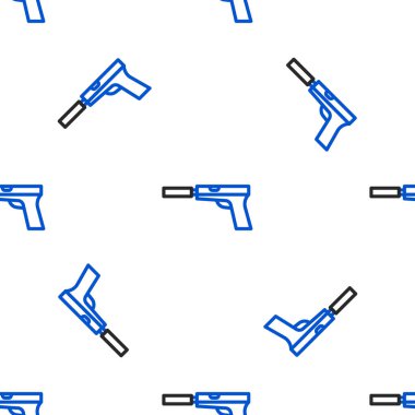 Susturucu ikonlu hat tabancası ya da silah beyaz arka planda izole edilmiş kusursuz desen. Renkli taslak konsepti. Vektör.